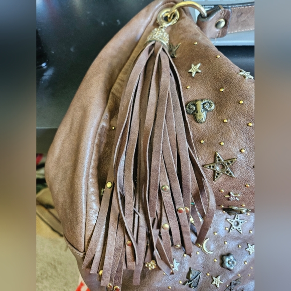 Jimmy Choo Studded Sky Zodiac Hobo Bag Brown Vitello Leather W/Orig. COA #00KE4C - Picture 13 of 15